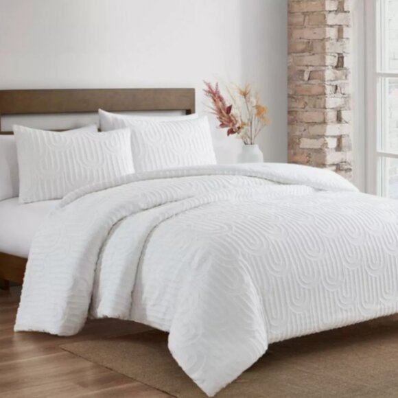 UGG Cinnia Full/Queen Comforter 3-Pc Set Textured Retro Clamshell Spa Blue NWT - Picture 6 of 8